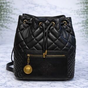 VERSACE Black Quilted Medusa Backpack COA priced to sale